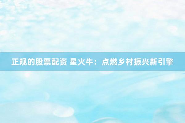 正规的股票配资 星火牛：点燃乡村振兴新引擎