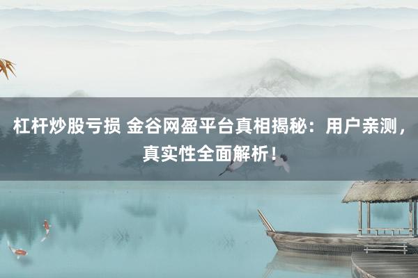 杠杆炒股亏损 金谷网盈平台真相揭秘：用户亲测，真实性全面解析！