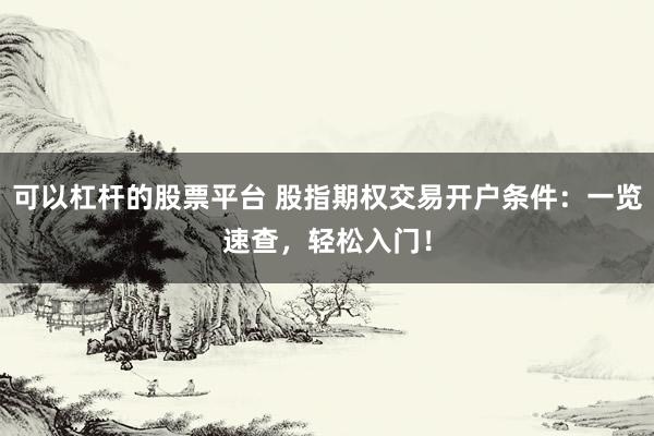 可以杠杆的股票平台 股指期权交易开户条件：一览速查，轻松入门！