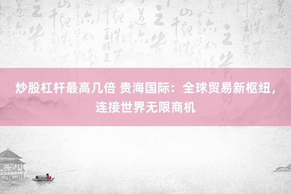 炒股杠杆最高几倍 贵海国际：全球贸易新枢纽，连接世界无限商机