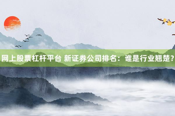 网上股票杠杆平台 新证券公司排名：谁是行业翘楚？