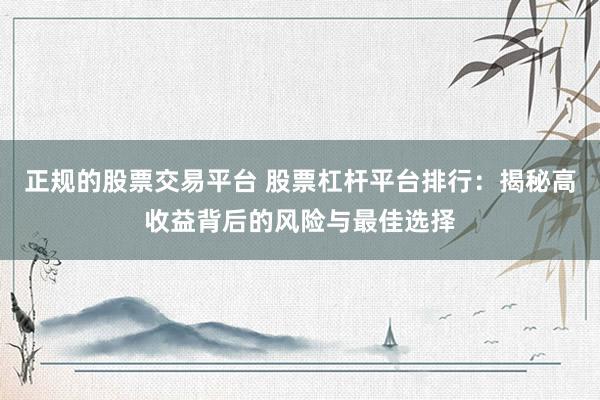 正规的股票交易平台 股票杠杆平台排行：揭秘高收益背后的风险与最佳选择
