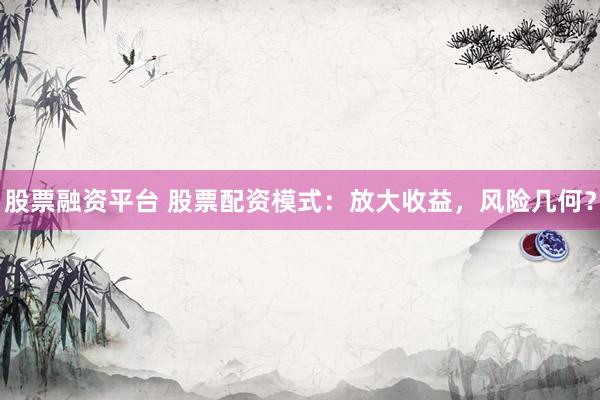 股票融资平台 股票配资模式：放大收益，风险几何？