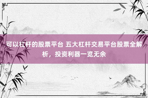 可以杠杆的股票平台 五大杠杆交易平台股票全解析，投资利器一览无余