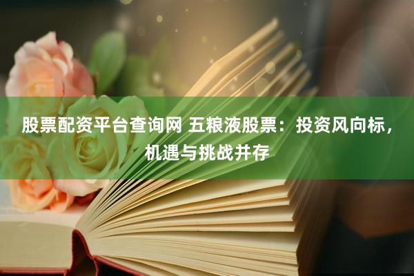 股票配资平台查询网 五粮液股票：投资风向标，机遇与挑战并存