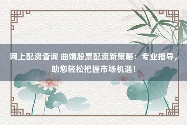 网上配资查询 曲靖股票配资新策略：专业指导，助您轻松把握市场机遇！