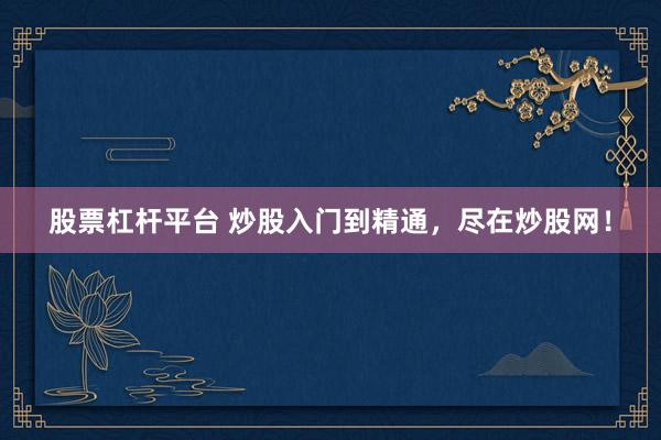 股票杠杆平台 炒股入门到精通，尽在炒股网！