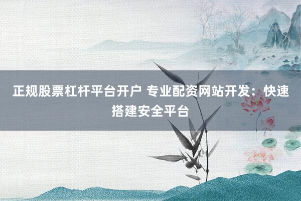 正规股票杠杆平台开户 专业配资网站开发：快速搭建安全平台