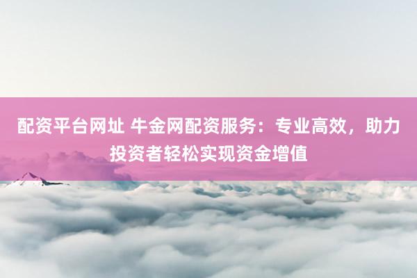 配资平台网址 牛金网配资服务：专业高效，助力投资者轻松实现资金增值