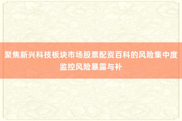 聚焦新兴科技板块市场股票配资百科的风险集中度监控风险暴露与补